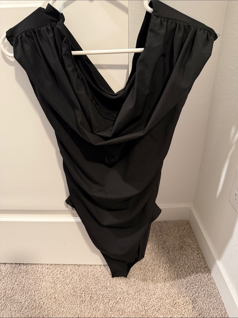 Amazon Black Draped Bodysuit with Cowl